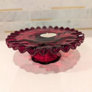 Gorgeous Vintage Ruby Fenton pedestal candle holder